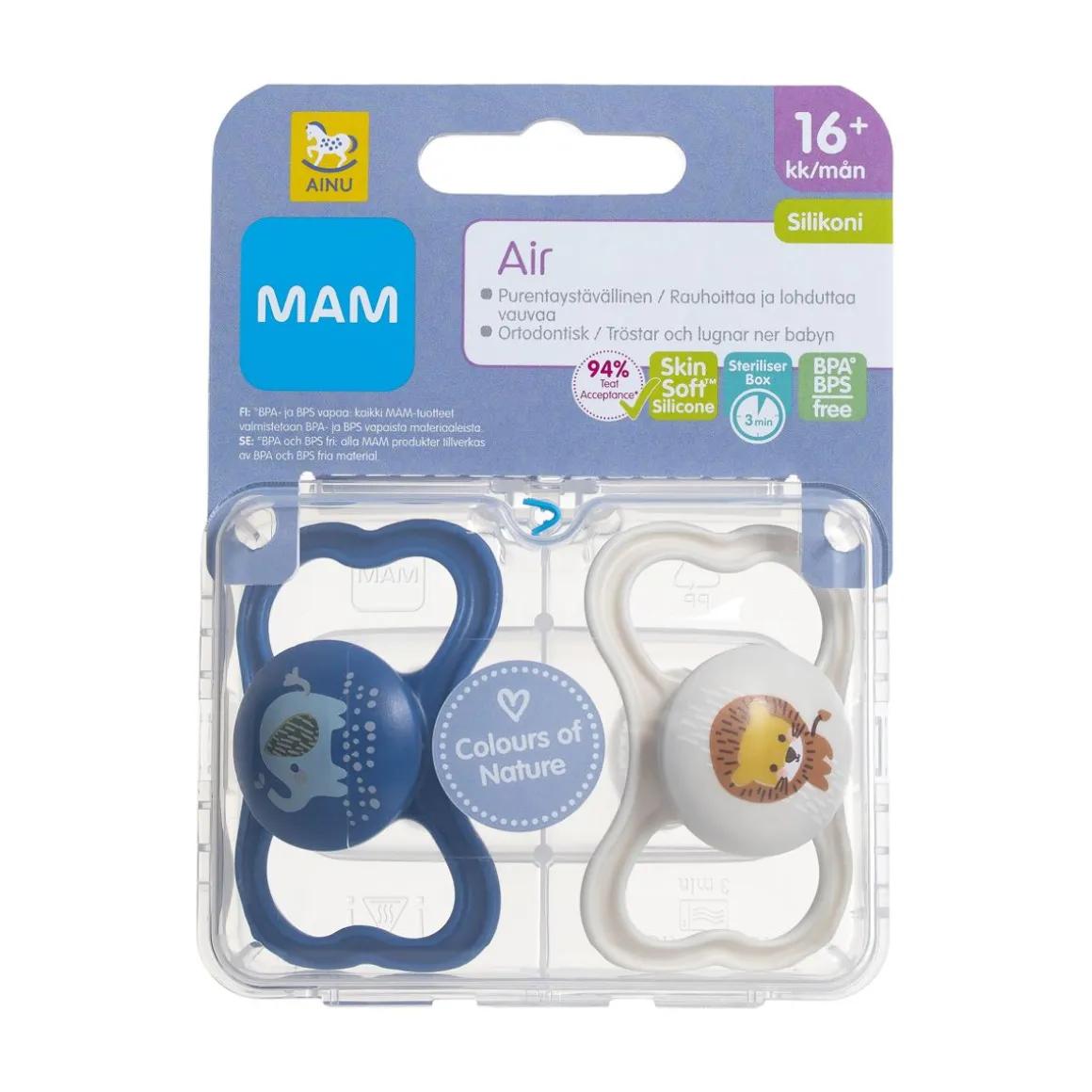AINU MAM AIR 16+ SILIKONI 2 KPL 2 KPL