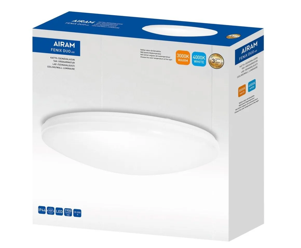 AIRAM FENIX DUO PLAFONDI 400 IP44 18W 830/840 PCO VALKOINEN