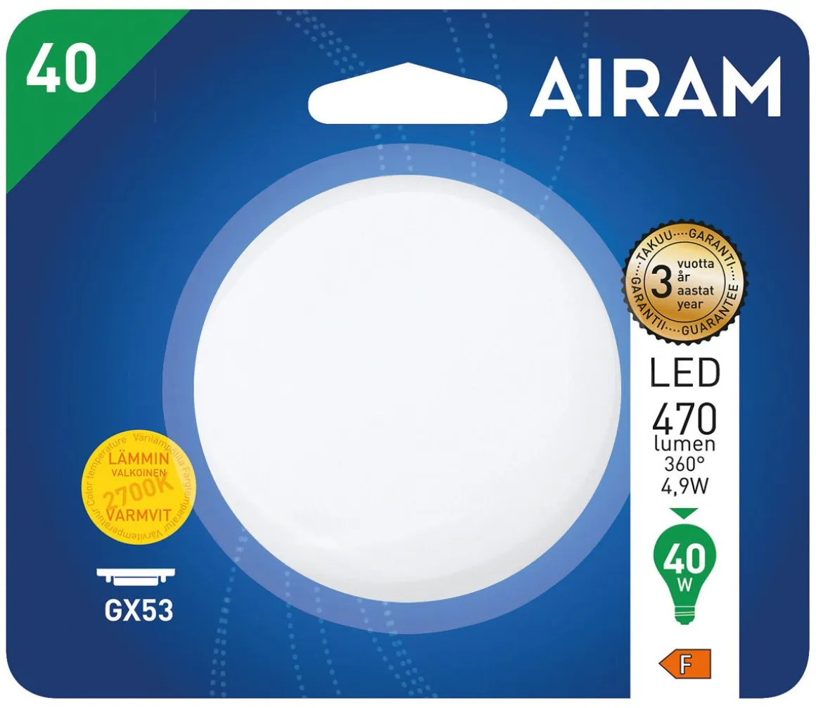 AIRAM LED KÄMMENLAMPPU 4,9W GX53 110 C 470 LM 15 000H