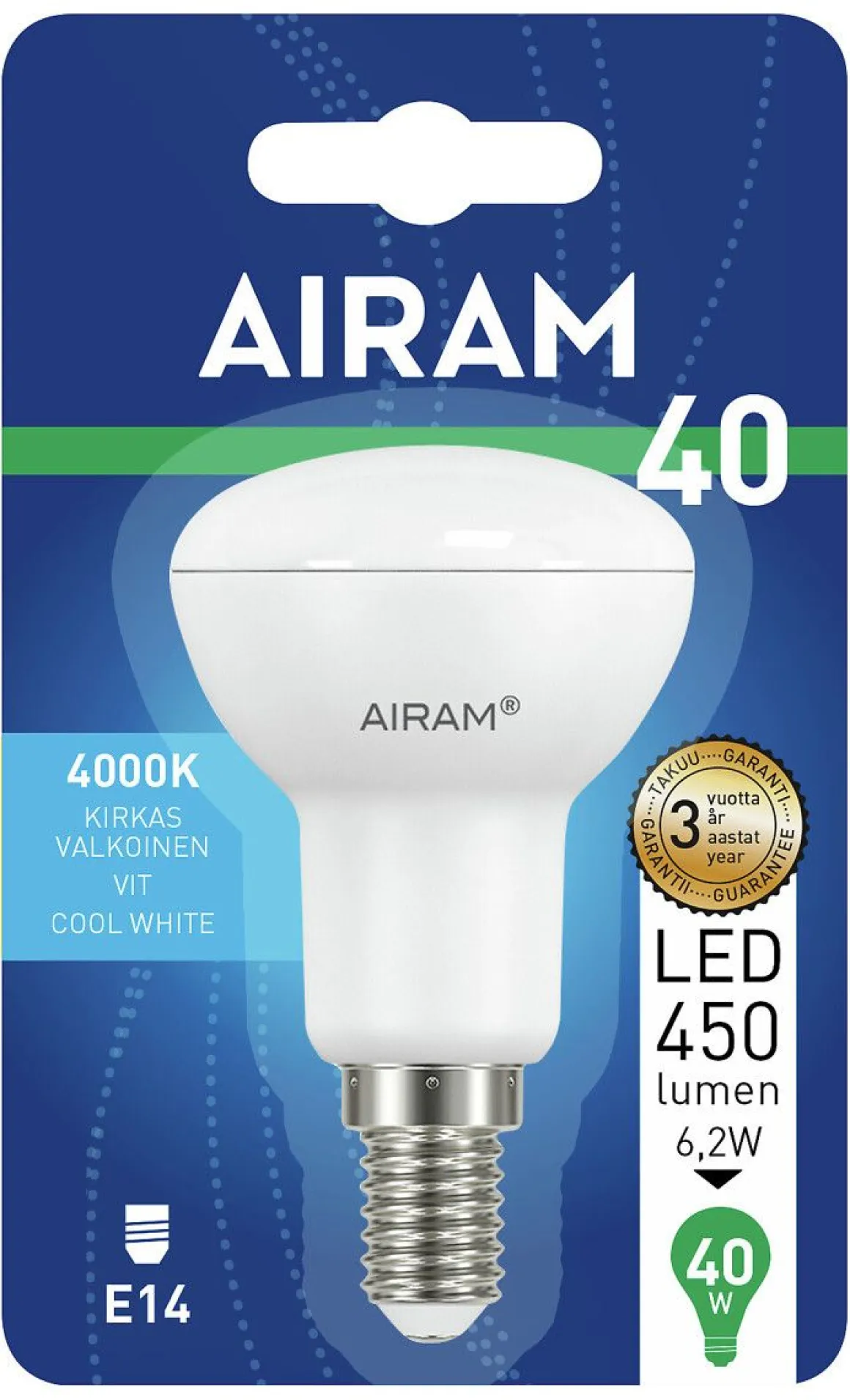 AIRAM LED KOHDELAMPPU R50 4W E14 450LM/130CD, 4000K