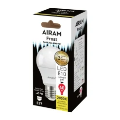 AIRAM LED PAKKASLAMPPU OPAALI, 8,5W, E27, 810 LM, 15 000H, 2800K