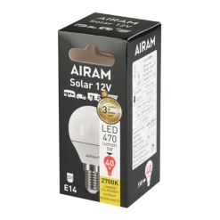 AIRAM LED SOLAR MAINOSLAMPPU OPAALI P45 5W 827 E14 12V 470LM 15