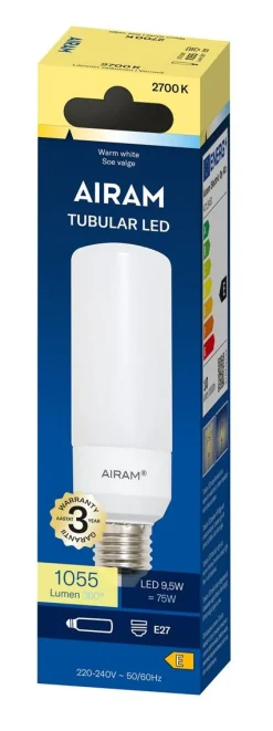AIRAM LED VAKIOLAMPPU 9,5W E27 TUBULAR 1055 LM, 15 000H