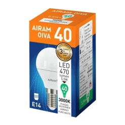 AIRAM OIVA LED MAINOSLAMPPU OPAALI 4,9W E14 470LM, 3000K