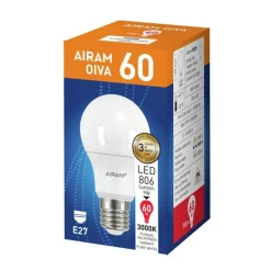 AIRAM OIVA LED VAKIOLAMPPU OPAALI 8,5W E27 806LM, 3000K