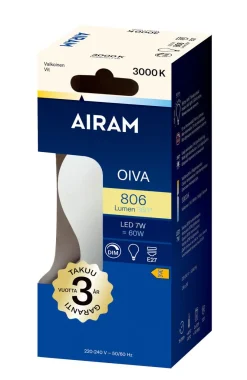 AIRAM OIVA LED VAKIOLAMPPU 7W E27 3000K A60 806LM 15 000H