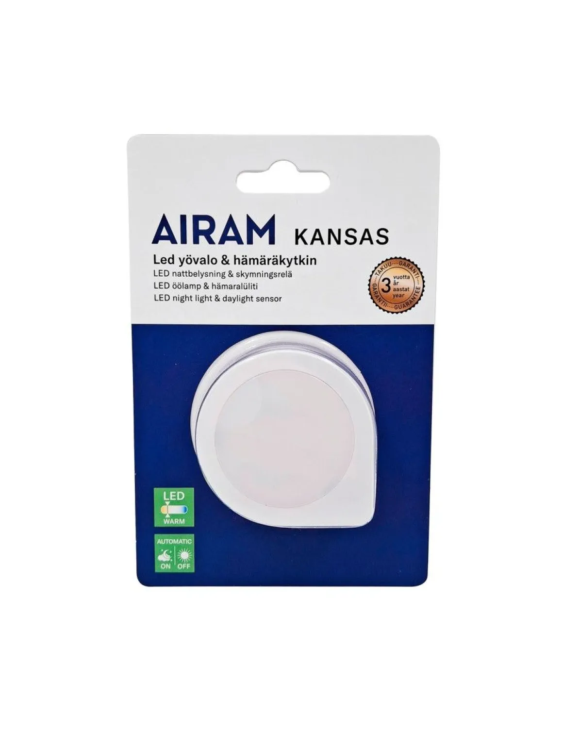 AIRAM YÖVALO KANSAS 1 ED + HÄMÄRÄKYTKIN