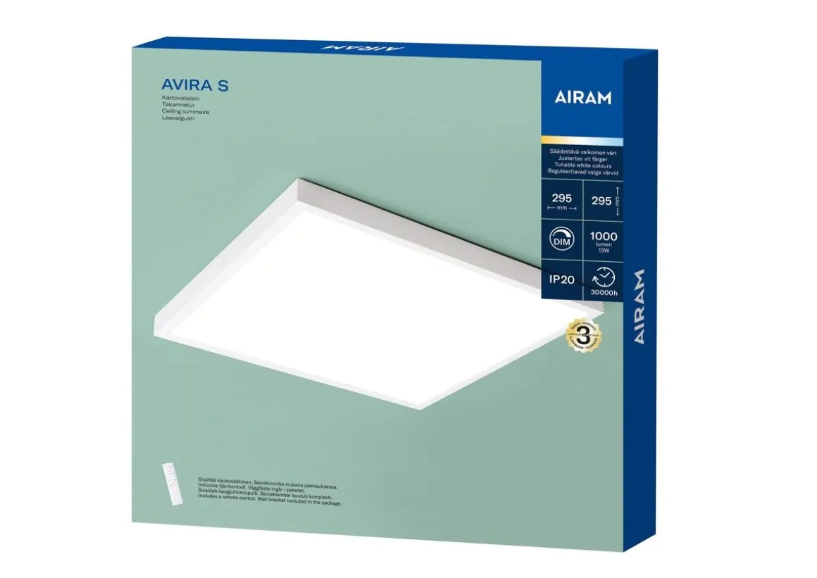 AIRAM AVIRA S PANEELIVALAISIN IP20 13W CCT DIM + KAUKOSÄÄDIN