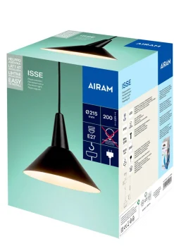 AIRAM ISSE RIIPPUVALAISIN E27 MUSTA