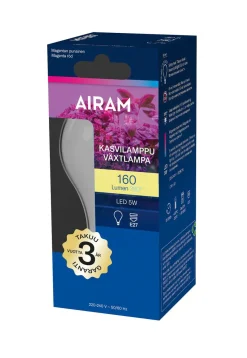 AIRAM LED KASVILAMPPU VAKIO 5W VAKIO E27 KIRKAS FILAMENT 180 LM