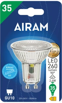AIRAM LED KOHDELAMPPU PAR16 FG 2,4W GU10, 4000K 270LM/450CD