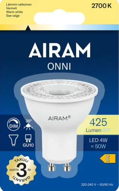 AIRAM LED KOHDELAMPPU PAR16 4W GU10, 480LM 950CD HIMMEN., 15 000H