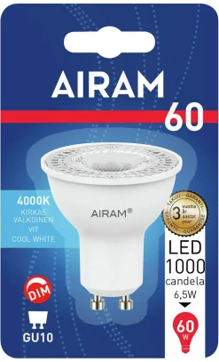 AIRAM LED KOHDELAMPPU PAR16 4W GU10, 500LM/ 1000CD, HIMMENNETTÄVÄ