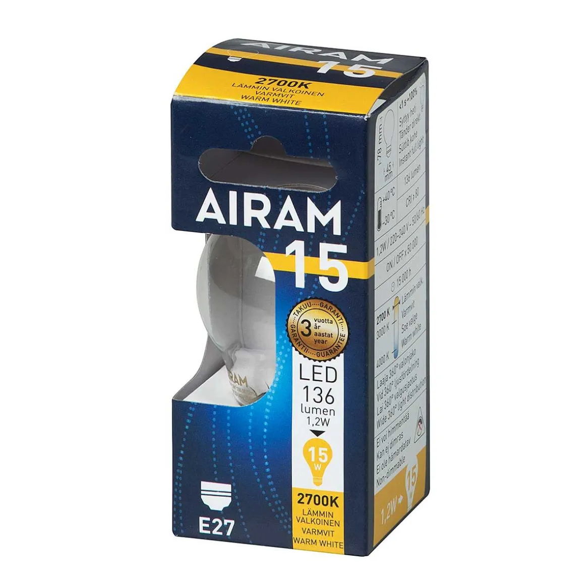 AIRAM LED KORISTELAMPPU KIRKAS 1,4W E27 FILAM. 136LM, 15 000H