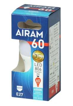 AIRAM LED KORISTELAMPPU 7,2W 4000K E27 806LM, 15 000H
