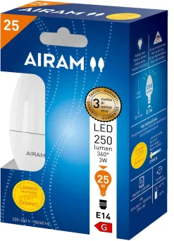 AIRAM LED KYNTTILÄLAMPPU OPAALI 3W E14 250 LM, 15 000H 2 KPL