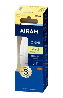 AIRAM LED KYNTTILÄLAMPPU OPAALI 4,9W E14 470 LM, 15 000H