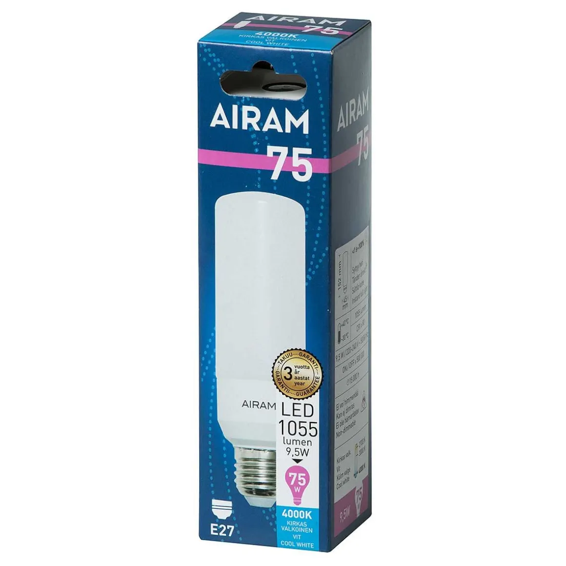 AIRAM LED LAMPPU 9,5W E27 TUBULAR 4000K 1055 LM, 15 000H