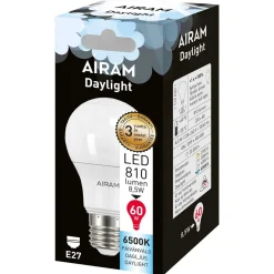 AIRAM LED PÄIVÄNVALOLAMPPU 8,5W E27 6500K, 810 LM, 15 000H