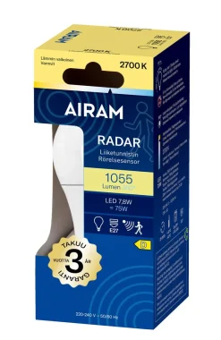 AIRAM LED RADAR LIIKETUNNISTINLAMPPU 9,5W E27 2700K