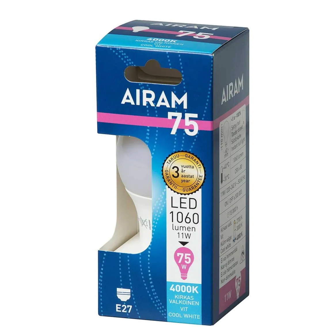 AIRAM LED VAKIOLAMPPU 10,5W E27 4000K 1060 LM, 15,000H