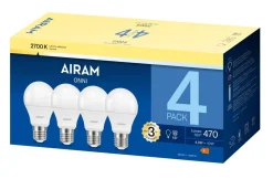 AIRAM LED VAKIOLAMPPU 4,9W 470 LM. 4-PACK E27, 2700K