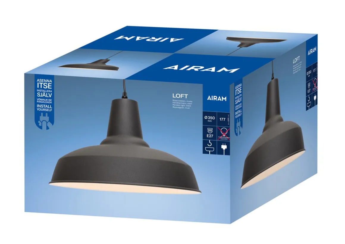 AIRAM LOFT35 RIIPPUVALAISIN E27 MUSTA