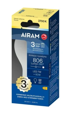AIRAM ONNI 3-STEP VAKIOKUPULAMPPU 360° E27 2700K DIM 806LM 15 000H