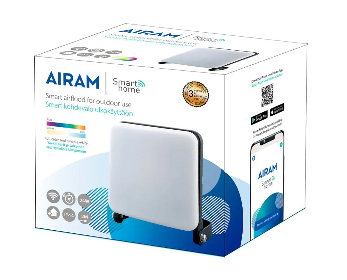 AIRAM SMART AIRFLOOD LED-VALONHEITIN IP44 24W/840 1560LM