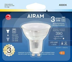 AIRAM 3-STEP KOHDELAMPPU 4,9W PAR16 GU10 4000K 390LM