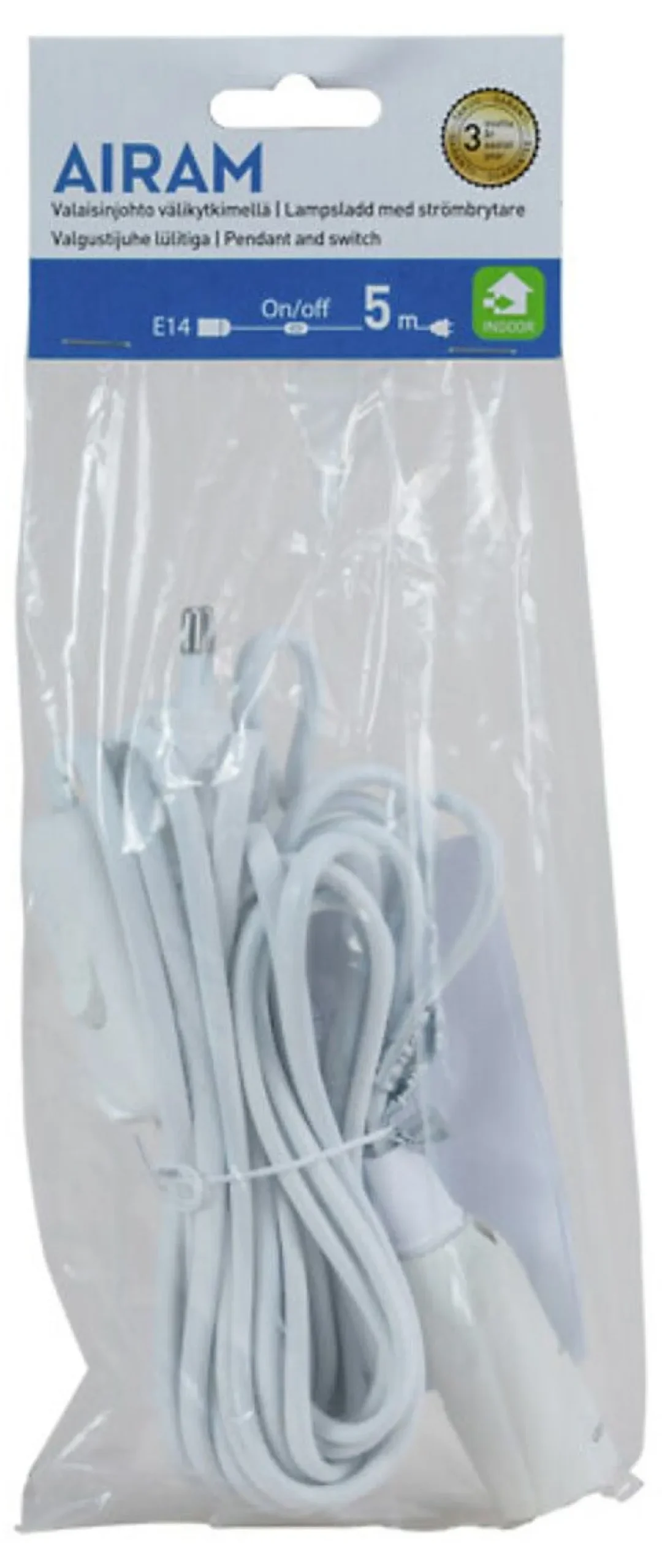 AIRAM TÄHTIJOHTO 5M E14 MAX 5W+VÄLIKYTKIN