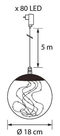 AIRAM TIRANDI  18 CM 80 LEDIÄ LÄMM. VALK., AJASTIN 6/18, HIMMEN