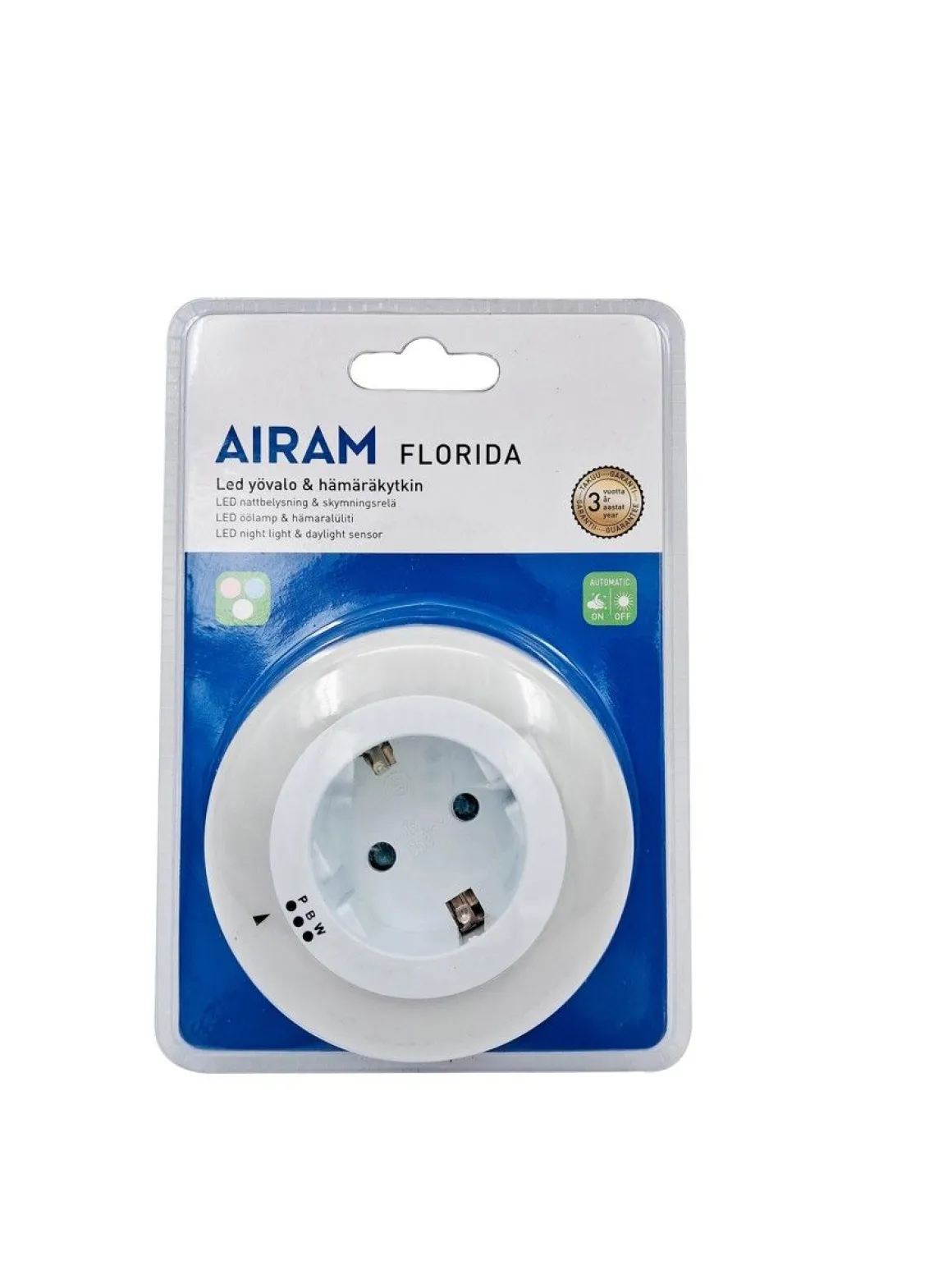 AIRAM YÖVALO FLORIDA 9 LED + HÄMÄRÄKYTKIN + 16A RASIA, PINK/SIN