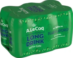 A. LE COQ GIN LONG DRINK PEAR 5,5% 0,33 TLK 6-PACK 1,98 L