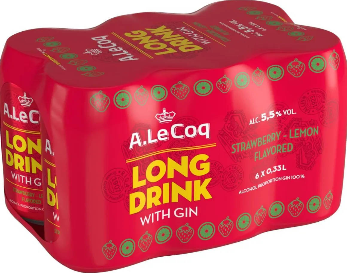 A. LE COQ GIN LONG DRINK STRAWBERRY-LEMON 5,5% 0,33 TLK 6-PA