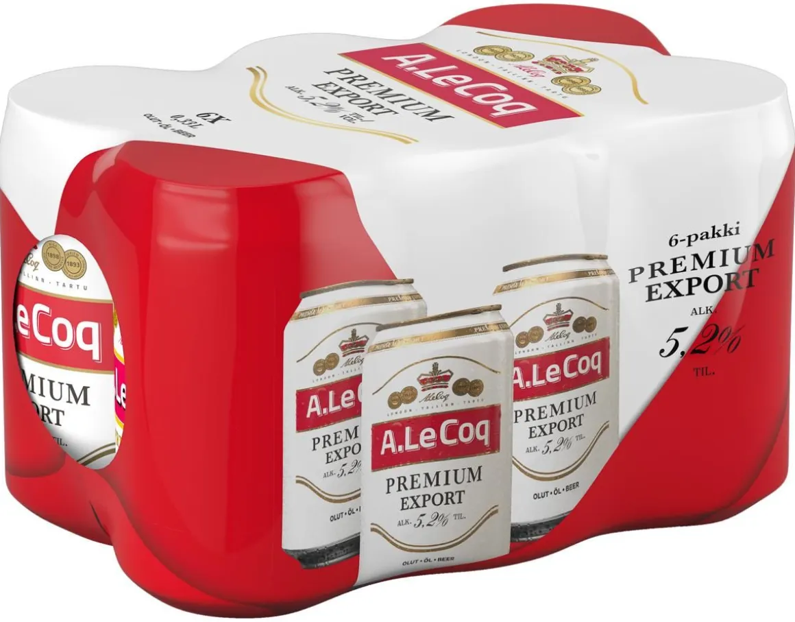 A. LE COQ PREMIUM EXPORT 5,2% 0,33 TLK 6-PACK 1,98 L