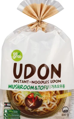 ALLGROO UDON NOODLES TOFU AND MUSHROOMS 3 PORTION 690 G