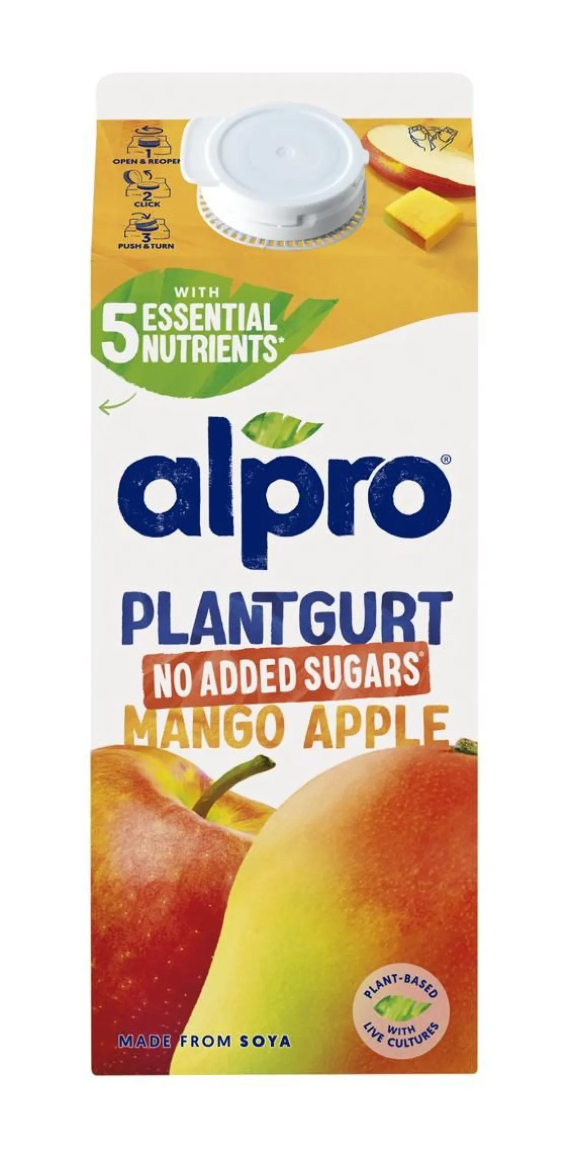 ALPRO PLANTGURT SOIJAVALMISTE MANGO-OMENA EI LIS. SOKERIA 750 G
