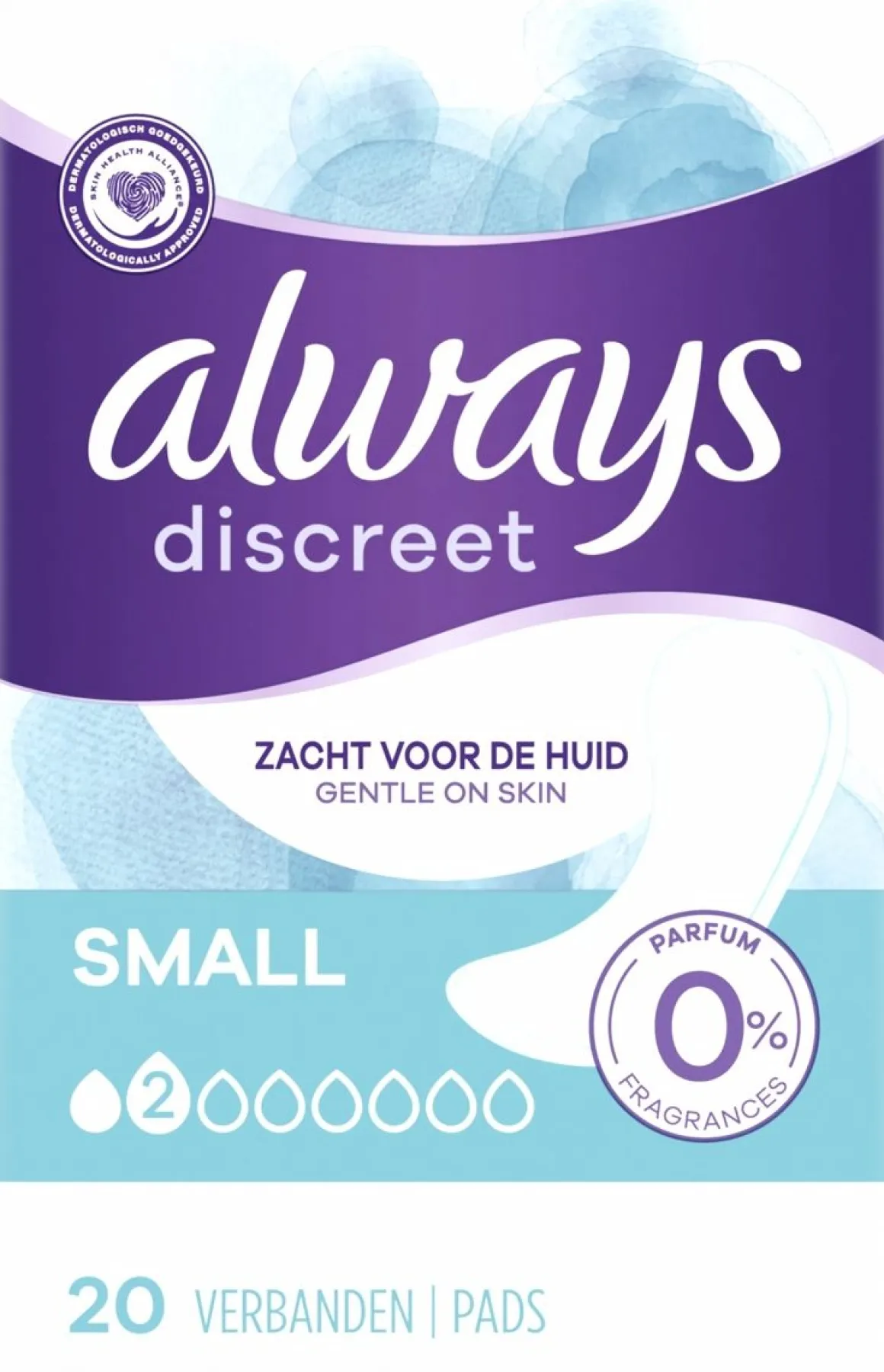 ALWAYS DISCREET SMALL SIDE VIRTSANKARKAILUUN 20 KPL, 0 % VÄRIA