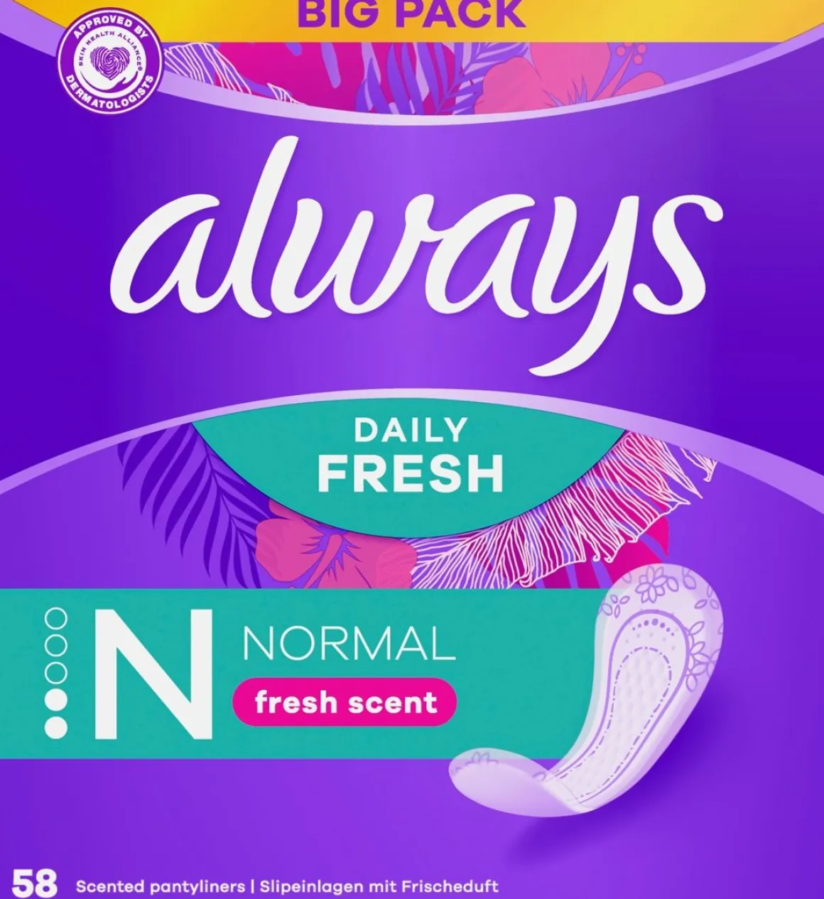 ALWAYS FRESHNESS NORMAL PHS SÄÄSTÖPAKKAUS 58 KPL