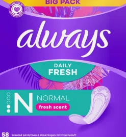 ALWAYS FRESHNESS NORMAL PHS SÄÄSTÖPAKKAUS 58 KPL