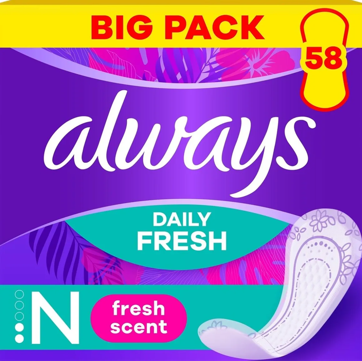 ALWAYS FRESHNESS NORMAL PHS SÄÄSTÖPAKKAUS 58 KPL