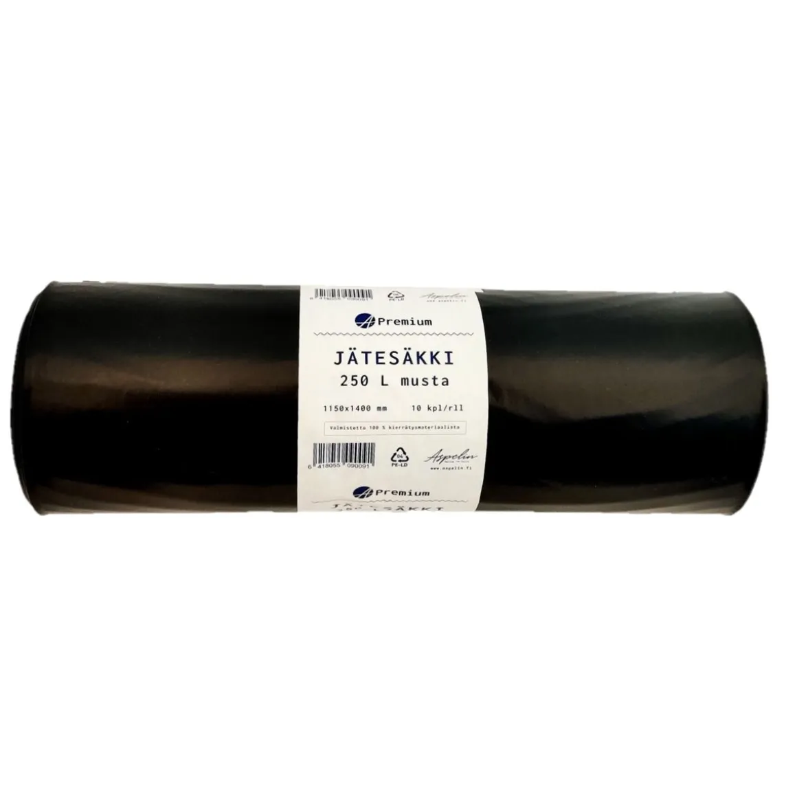 A.PREMIUM VAHVA JÄTESÄKKI 250 L MUSTA, 1150X1400 MM 10 KPL