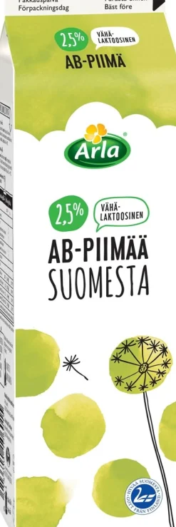 ARLA VÄHÄLAKT 2,5% AB-PIIMÄ SUOMI 1L