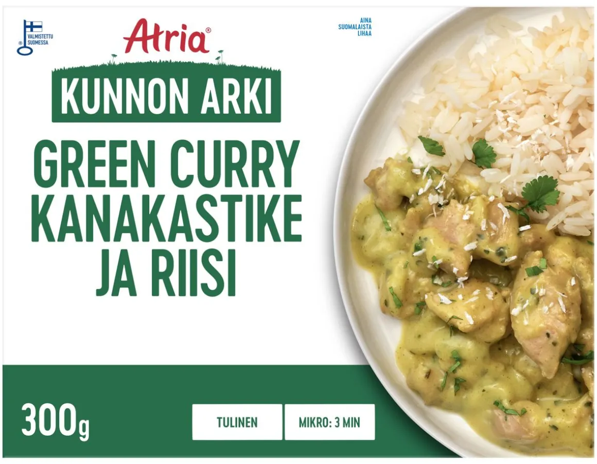 ATRIA KUNNON ARKI GREEN CURRY KANAKASTIKE JA RIISI 300 G
