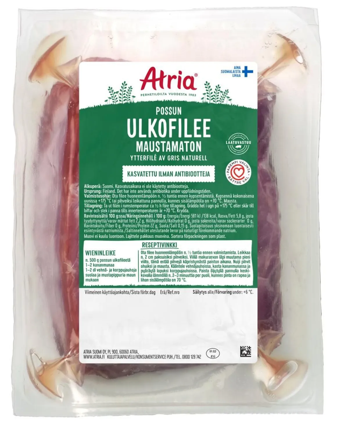 ATRIA POSSUN ULKOFILEE MAUSTAMATON N. 500G