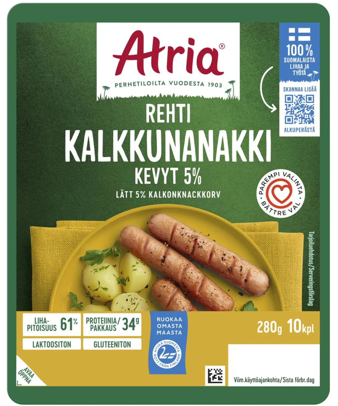 ATRIA REHTI KEVYT 5% KALKKKUNANAKKI 280 G