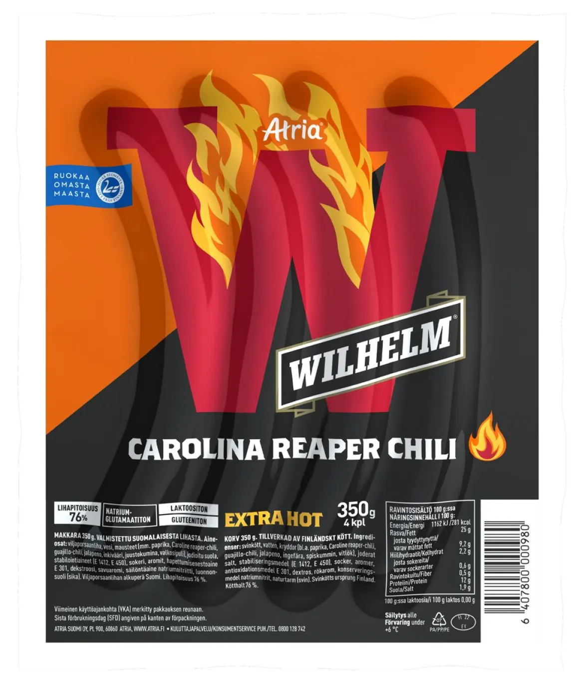 ATRIA WILHELM CAROLINA REAPER CHILI GRILLIMAKKARA 350 G