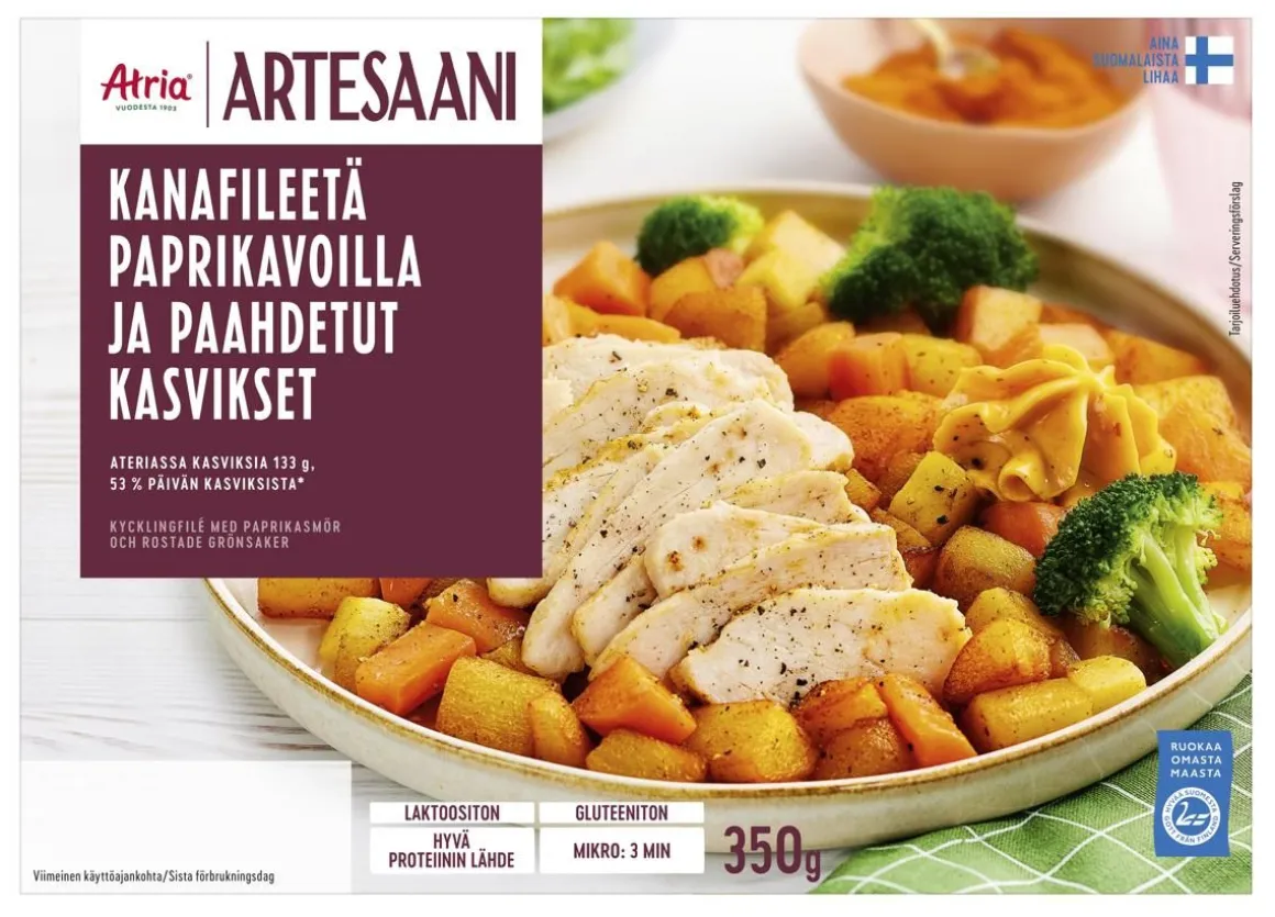 ATRIA ARTESAANI KANAFILEETÄ PAPRIKAVOILLA JA PAAHDETUT KASVIKSE