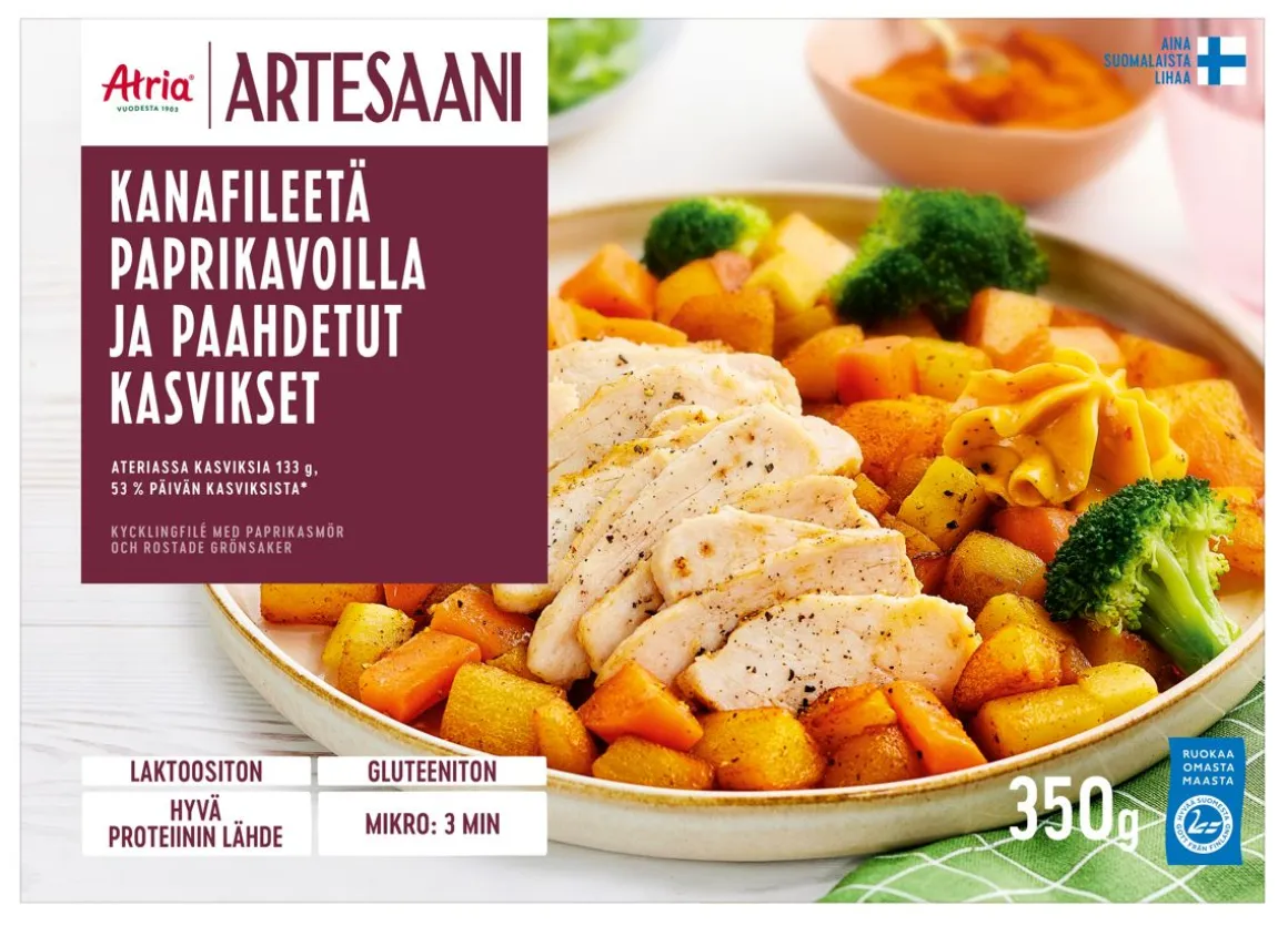 ATRIA ARTESAANI KANAFILEETÄ PAPRIKAVOILLA JA PAAHDETUT KASVIKSE